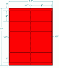 4" x 2"-FLUORESCENT MAILING(RED)