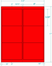 4" x 3-1/3"-FLUORESCENT MAILING(RED)